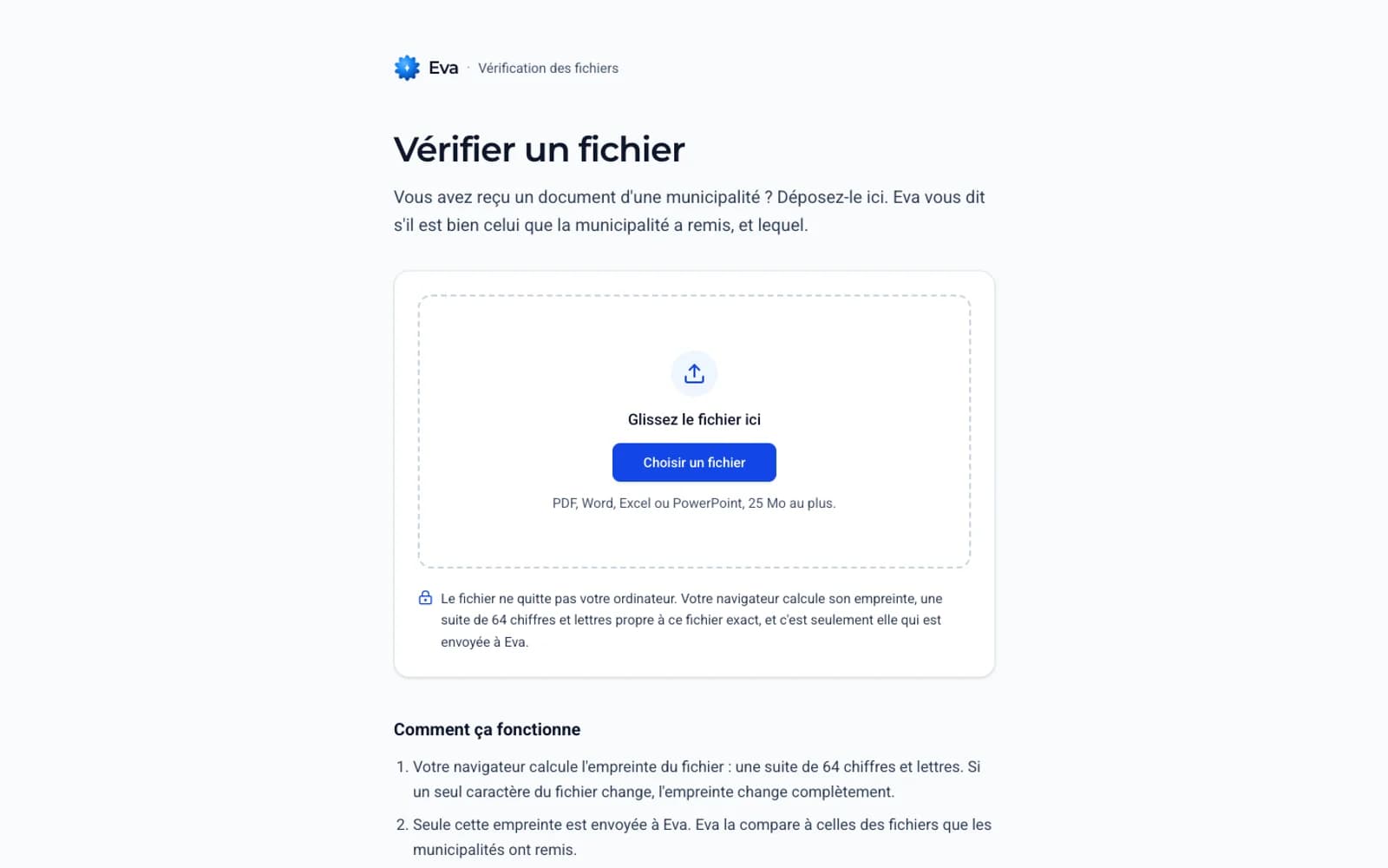 La vérification d'un avis public : Eva répond qu'il est authentique